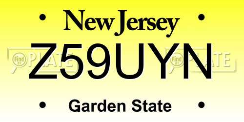 Z59UYN New Jersey License Plate