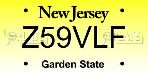 Z59VLF New Jersey License Plate