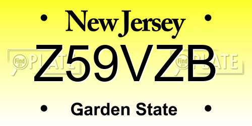 Z59VZB New Jersey License Plate