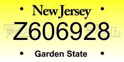 Z606928 New Jersey License Plate