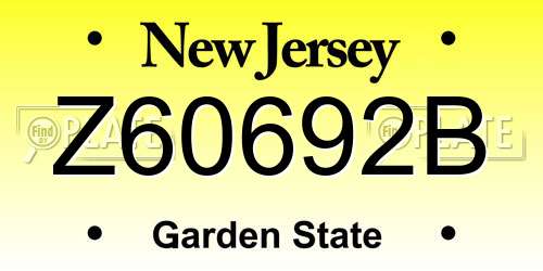 Z60692B New Jersey License Plate