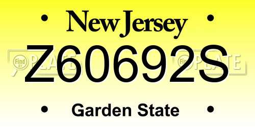 Z60692S New Jersey License Plate