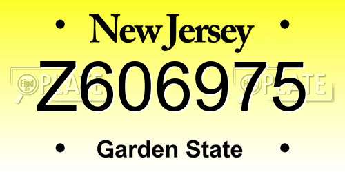 Z606975 New Jersey License Plate