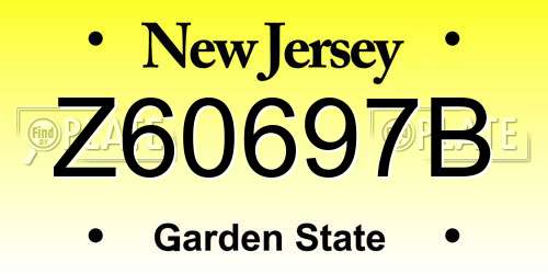 Z60697B New Jersey License Plate