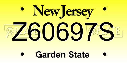 Z60697S New Jersey License Plate