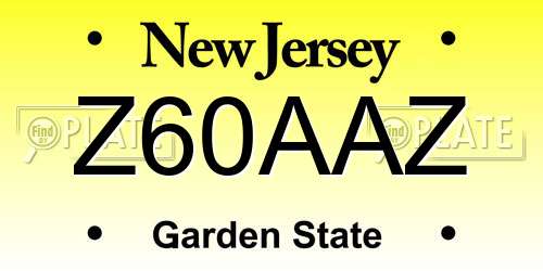 Z60AAZ New Jersey License Plate