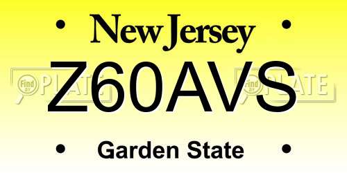 Z60AVS New Jersey License Plate