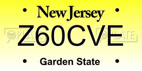 Z60CVE New Jersey License Plate