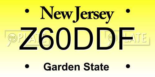 Z60DDF New Jersey License Plate