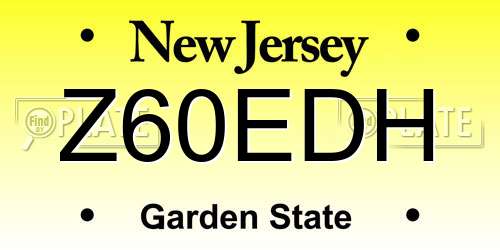 Z60EDH New Jersey License Plate