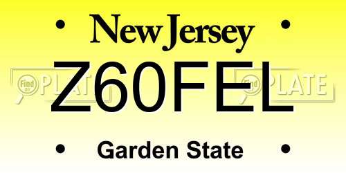 Z60FEL New Jersey License Plate
