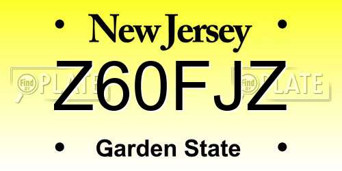 Z60FJZ New Jersey License Plate