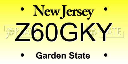 Z60GKY New Jersey License Plate