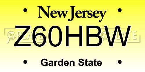 Z60HBW New Jersey License Plate