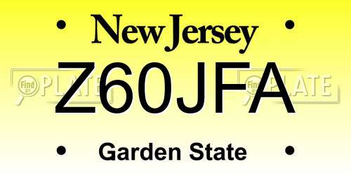 Z60JFA New Jersey License Plate