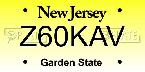 Z60KAV New Jersey License Plate