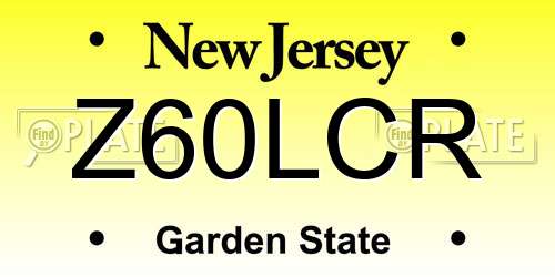 Z60LCR New Jersey License Plate