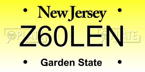 Z60LEN New Jersey License Plate