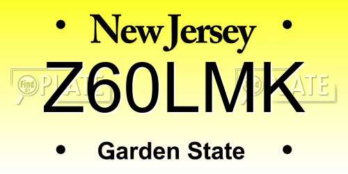 Z60LMK New Jersey License Plate