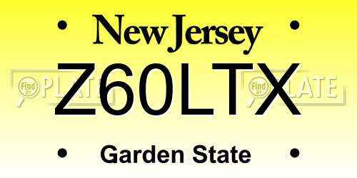 Z60LTX New Jersey License Plate