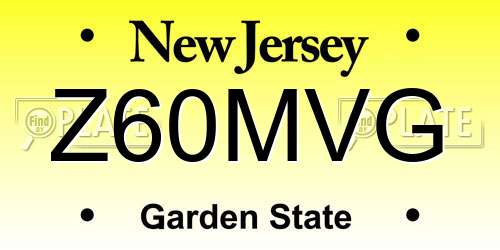 Z60MVG New Jersey License Plate