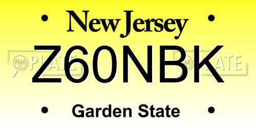 Z60NBK New Jersey License Plate
