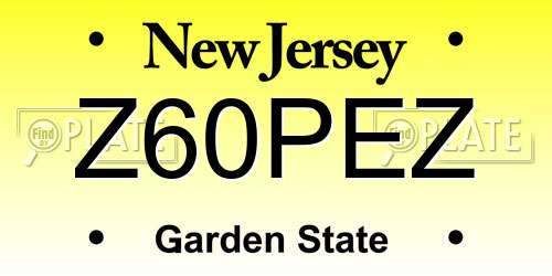 Z60PEZ New Jersey License Plate