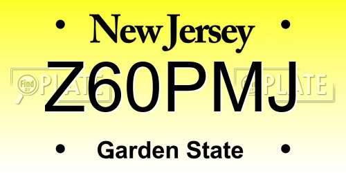 Z60PMJ New Jersey License Plate