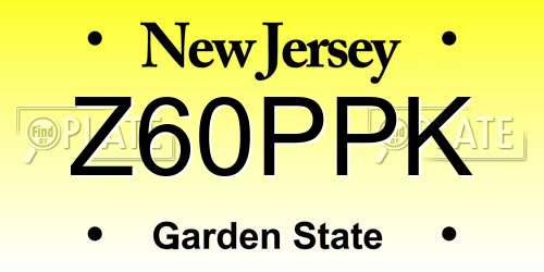 Z60PPK New Jersey License Plate