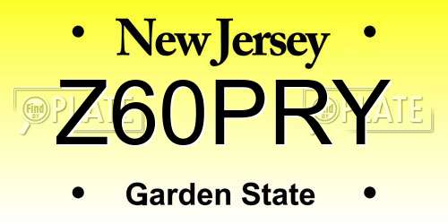 Z60PRY New Jersey License Plate