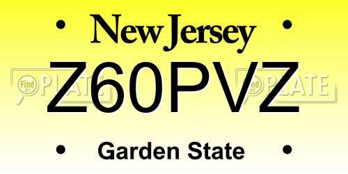 Z60PVZ New Jersey License Plate