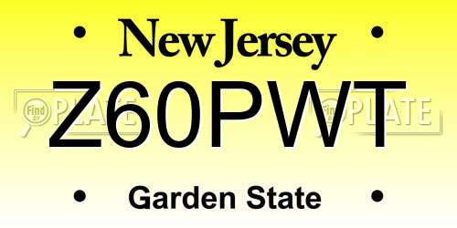 Z60PWT New Jersey License Plate