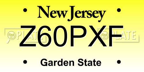 Z60PXF New Jersey License Plate