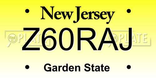 Z60RAJ New Jersey License Plate