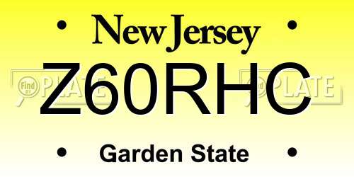 Z60RHC New Jersey License Plate