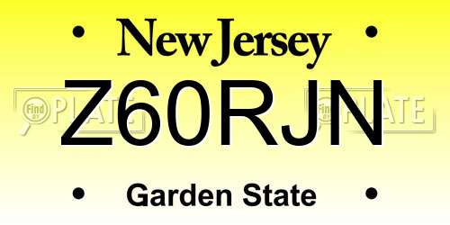 Z60RJN New Jersey License Plate