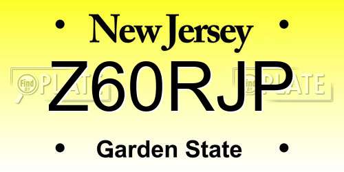 Z60RJP New Jersey License Plate