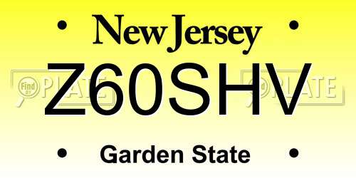 Z60SHV New Jersey License Plate