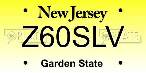 Z60SLV New Jersey License Plate