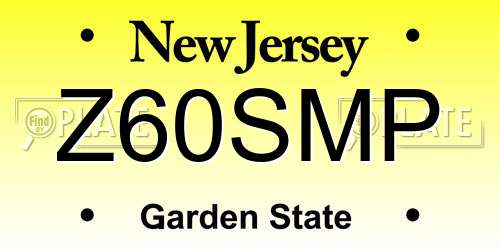 Z60SMP New Jersey License Plate