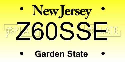 Z60SSE New Jersey License Plate