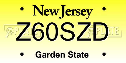 Z60SZD New Jersey License Plate