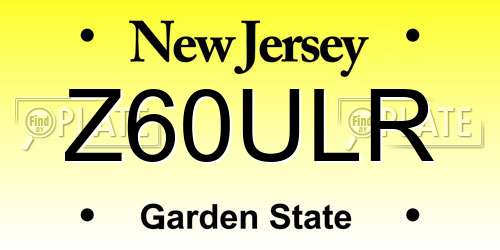 Z60ULR New Jersey License Plate