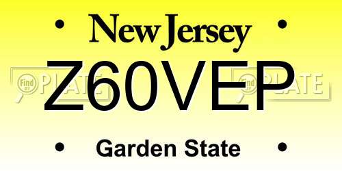Z60VEP New Jersey License Plate