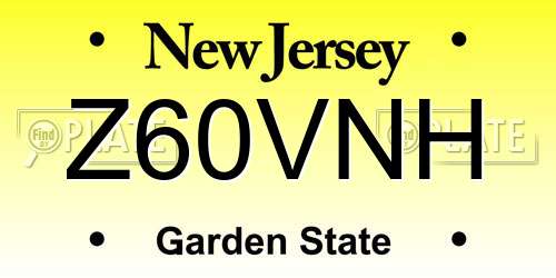 Z60VNH New Jersey License Plate