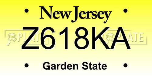 Z618KA New Jersey License Plate