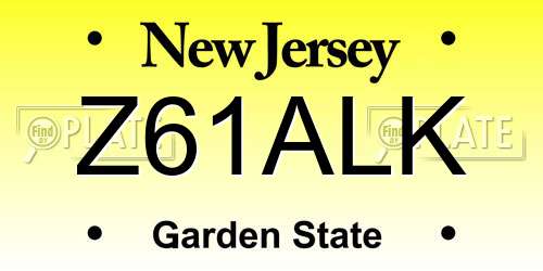 Z61ALK New Jersey License Plate