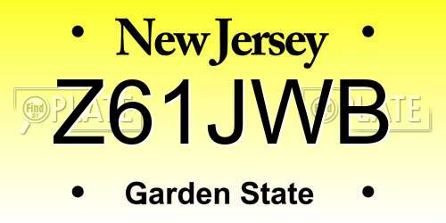 Z61JWB New Jersey License Plate