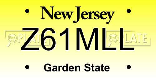 Z61MLL New Jersey License Plate