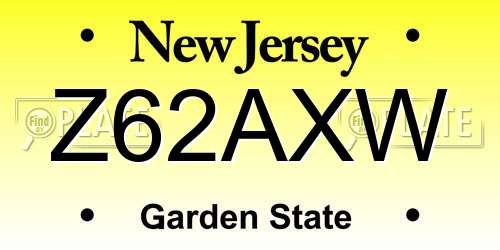 Z62AXW New Jersey License Plate